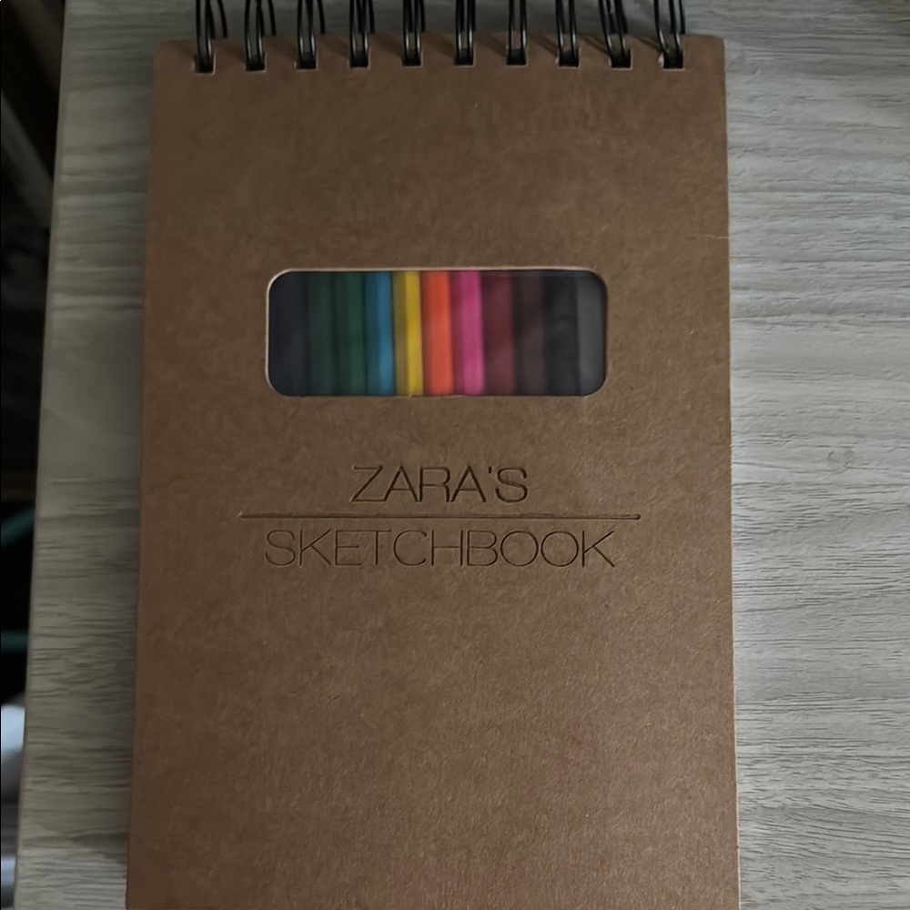 Zara's Brown Sketchbook with Colored Pencils